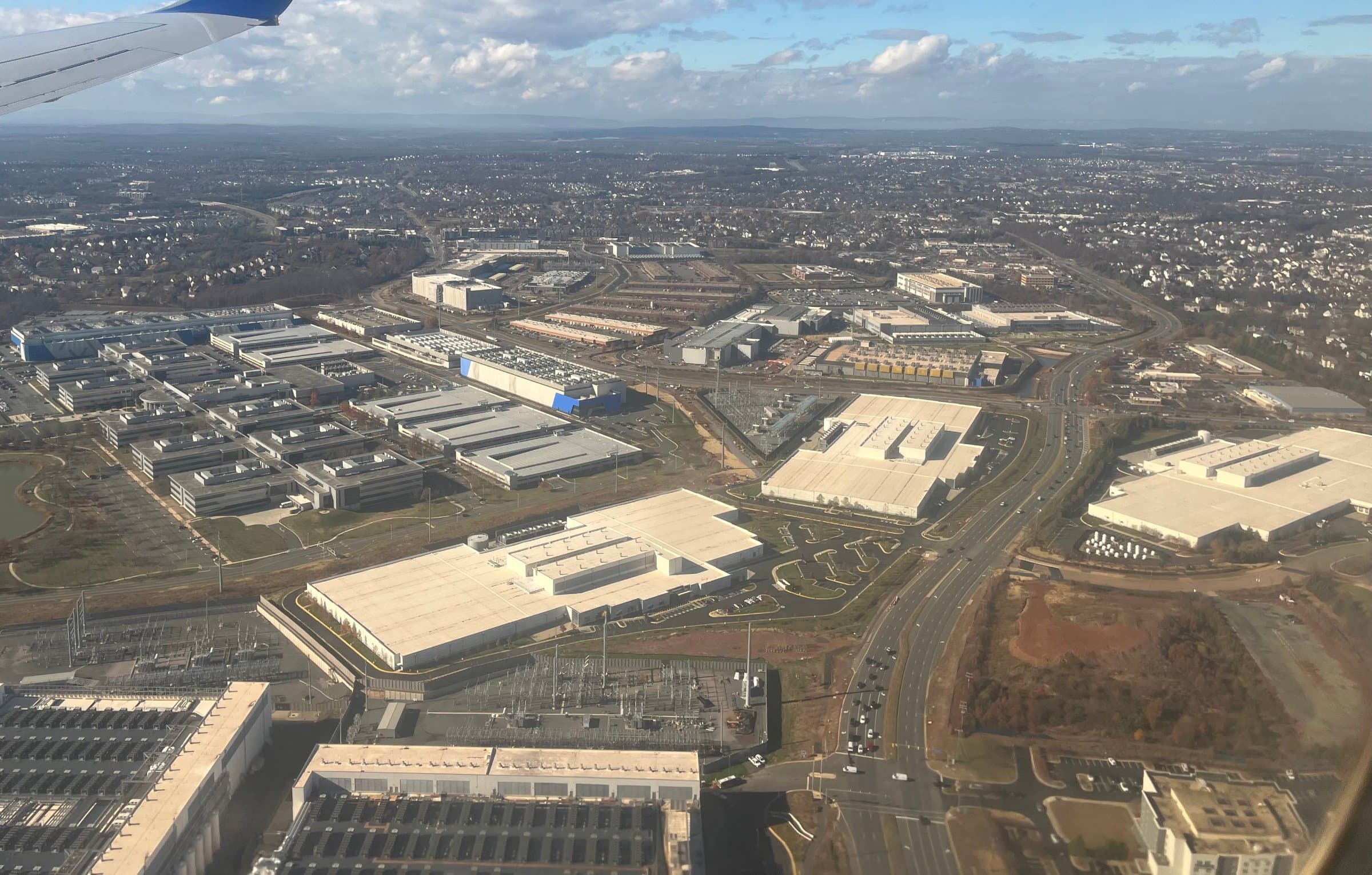 Aerial view of data center clusters in Loudoun County, Virginia